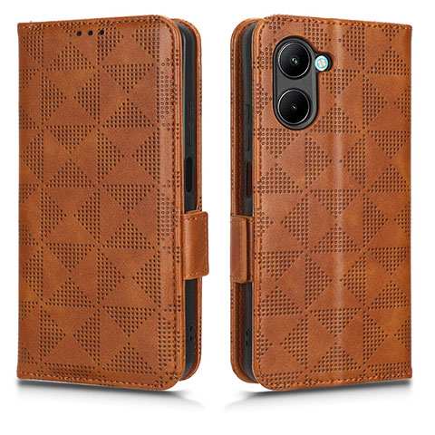 Funda de Cuero Cartera con Soporte Carcasa C02X para Realme C33 Marron