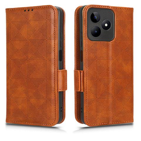 Funda de Cuero Cartera con Soporte Carcasa C02X para Realme C53 India Marron