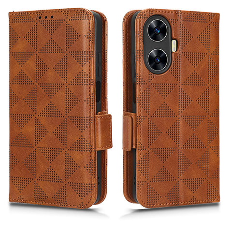 Funda de Cuero Cartera con Soporte Carcasa C02X para Realme C55 Marron