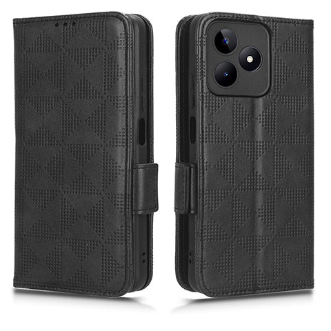 Funda de Cuero Cartera con Soporte Carcasa C02X para Realme C67 Negro