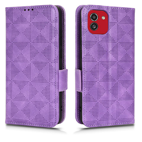 Funda de Cuero Cartera con Soporte Carcasa C02X para Samsung Galaxy A03 Morado