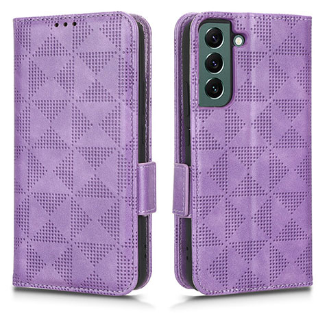 Funda de Cuero Cartera con Soporte Carcasa C02X para Samsung Galaxy S22 Plus 5G Morado