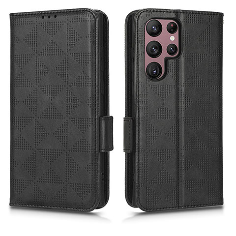 Funda de Cuero Cartera con Soporte Carcasa C02X para Samsung Galaxy S22 Ultra 5G Negro