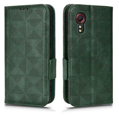 Funda de Cuero Cartera con Soporte Carcasa C02X para Samsung Galaxy XCover 5 SM-G525F Verde