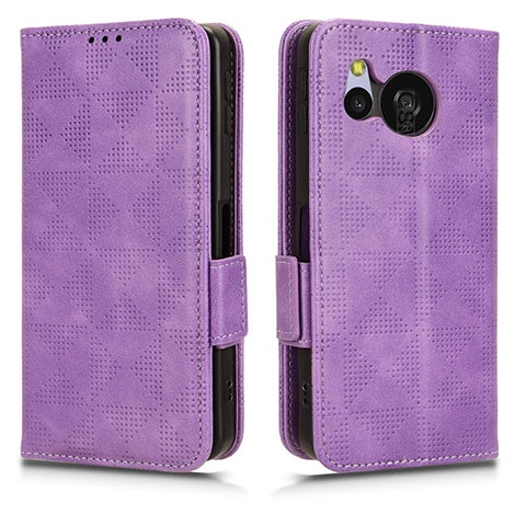 Funda de Cuero Cartera con Soporte Carcasa C02X para Sharp Aquos Sense8 Morado