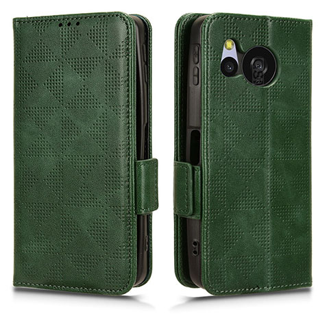 Funda de Cuero Cartera con Soporte Carcasa C02X para Sharp Aquos Sense8 Verde