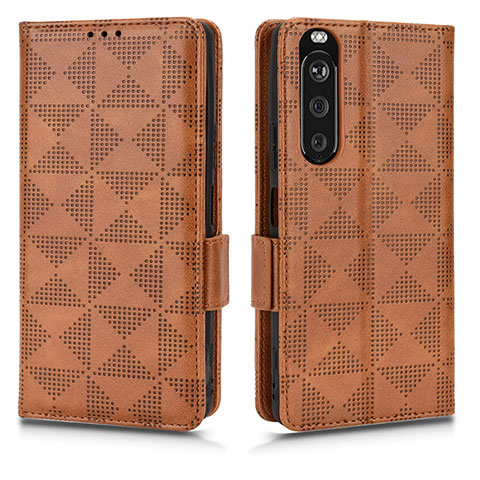 Funda de Cuero Cartera con Soporte Carcasa C02X para Sony Xperia 1 III Marron