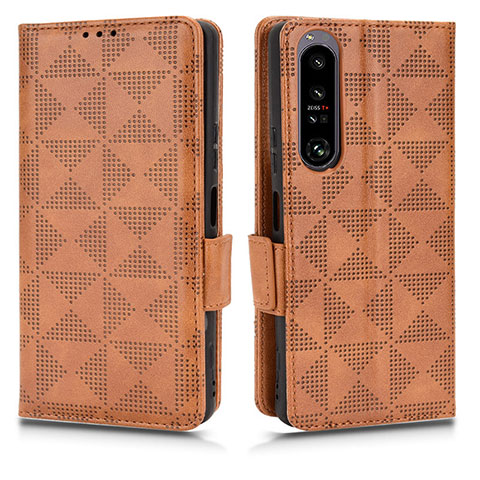 Funda de Cuero Cartera con Soporte Carcasa C02X para Sony Xperia 1 IV SO-51C Marron