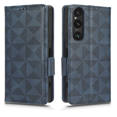 Funda de Cuero Cartera con Soporte Carcasa C02X para Sony Xperia 1 V Azul