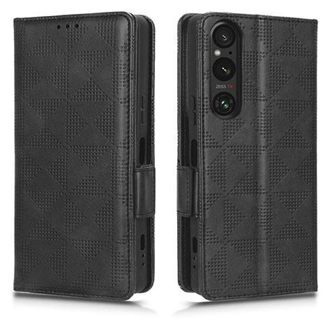 Funda de Cuero Cartera con Soporte Carcasa C02X para Sony Xperia 1 V Negro