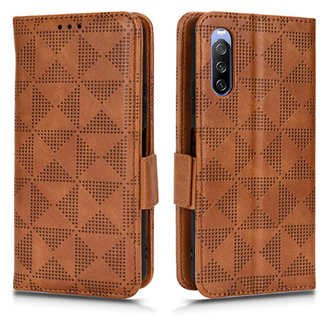 Funda de Cuero Cartera con Soporte Carcasa C02X para Sony Xperia 10 III Lite Marron