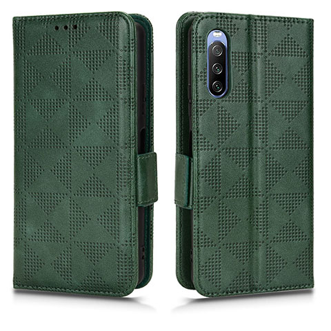 Funda de Cuero Cartera con Soporte Carcasa C02X para Sony Xperia 10 III SO-52B Verde