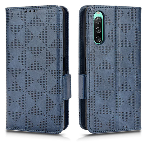 Funda de Cuero Cartera con Soporte Carcasa C02X para Sony Xperia 10 IV SOG07 Azul