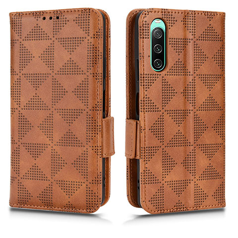 Funda de Cuero Cartera con Soporte Carcasa C02X para Sony Xperia 10 IV SOG07 Marron