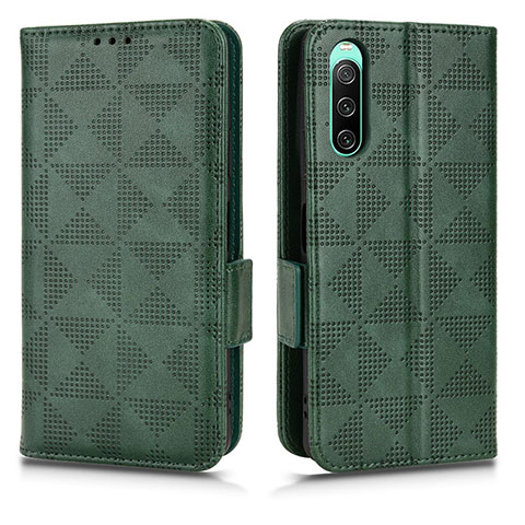 Funda de Cuero Cartera con Soporte Carcasa C02X para Sony Xperia 10 V Verde