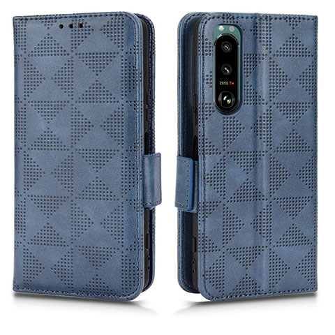 Funda de Cuero Cartera con Soporte Carcasa C02X para Sony Xperia 5 III SO-53B Azul