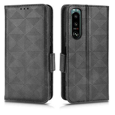 Funda de Cuero Cartera con Soporte Carcasa C02X para Sony Xperia 5 III SO-53B Negro