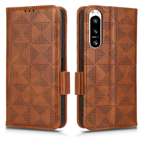 Funda de Cuero Cartera con Soporte Carcasa C02X para Sony Xperia 5 IV Marron