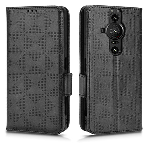 Funda de Cuero Cartera con Soporte Carcasa C02X para Sony Xperia PRO-I Negro