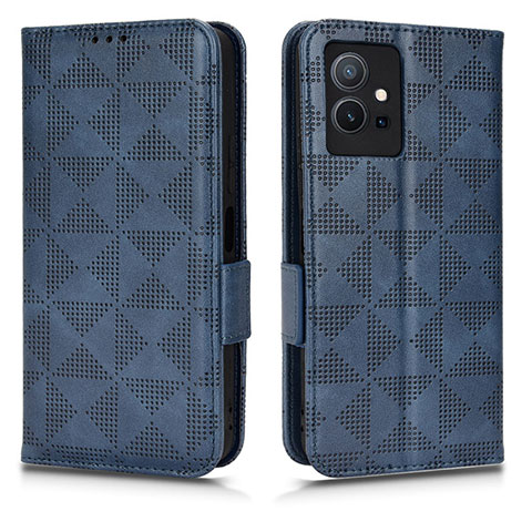 Funda de Cuero Cartera con Soporte Carcasa C02X para Vivo T1 5G India Azul