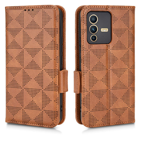 Funda de Cuero Cartera con Soporte Carcasa C02X para Vivo V23 Pro 5G Marron