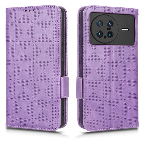 Funda de Cuero Cartera con Soporte Carcasa C02X para Vivo X Note Morado