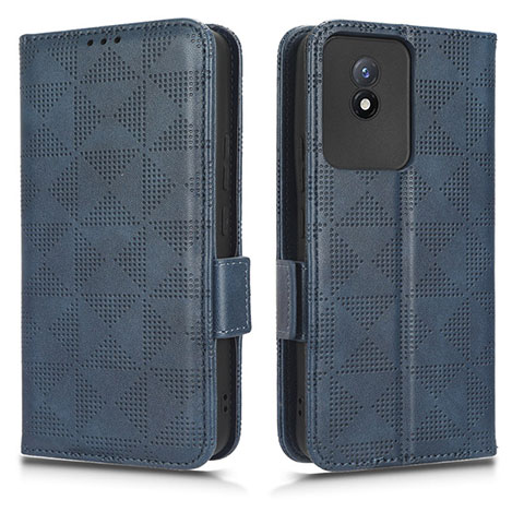 Funda de Cuero Cartera con Soporte Carcasa C02X para Vivo Y02 Azul