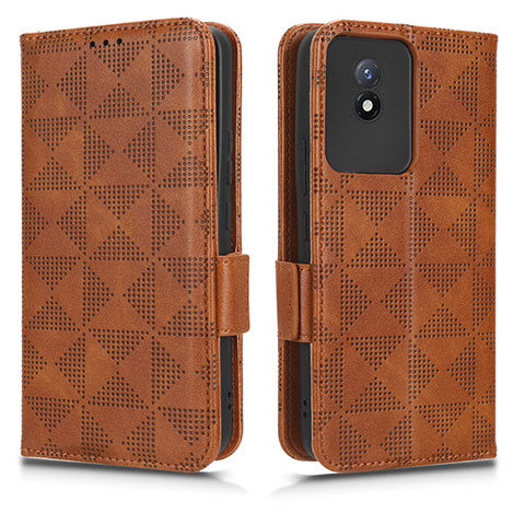 Funda de Cuero Cartera con Soporte Carcasa C02X para Vivo Y02A Marron