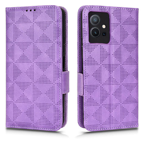 Funda de Cuero Cartera con Soporte Carcasa C02X para Vivo Y30 5G Morado