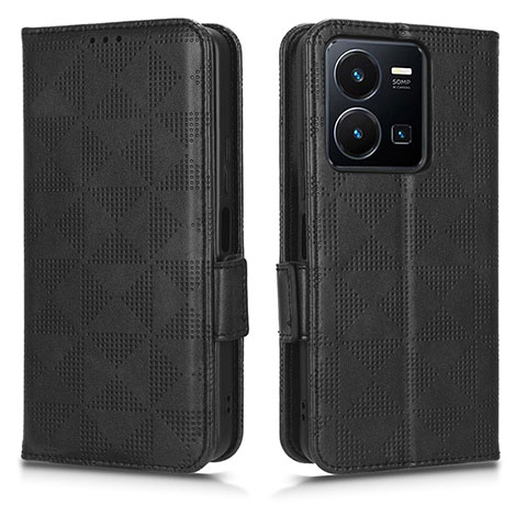 Funda de Cuero Cartera con Soporte Carcasa C02X para Vivo Y35 4G Negro