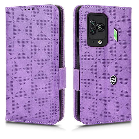 Funda de Cuero Cartera con Soporte Carcasa C02X para Xiaomi Black Shark 5 Pro 5G Morado