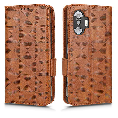 Funda de Cuero Cartera con Soporte Carcasa C02X para Xiaomi Poco F3 GT 5G Marron