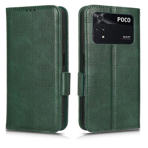 Funda de Cuero Cartera con Soporte Carcasa C02X para Xiaomi Poco M4 Pro 4G Verde