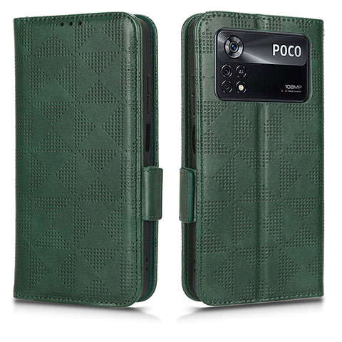 Funda de Cuero Cartera con Soporte Carcasa C02X para Xiaomi Poco X4 Pro 5G Verde