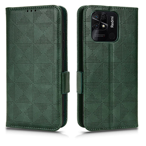 Funda de Cuero Cartera con Soporte Carcasa C02X para Xiaomi Redmi 10 India Verde