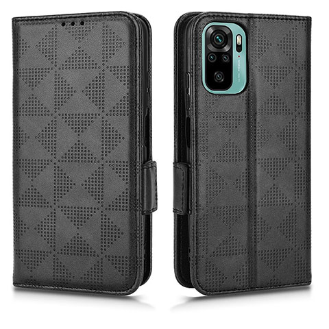 Funda de Cuero Cartera con Soporte Carcasa C02X para Xiaomi Redmi Note 10 4G Negro