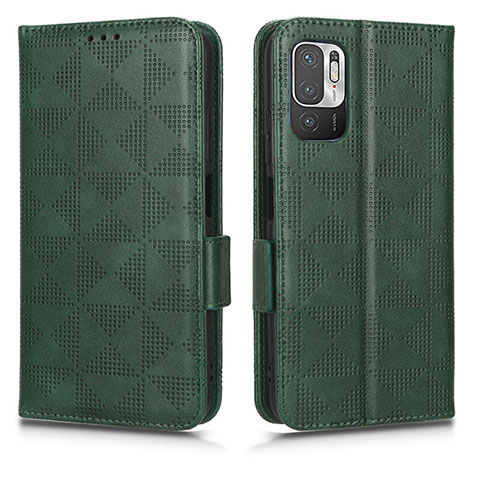 Funda de Cuero Cartera con Soporte Carcasa C02X para Xiaomi Redmi Note 10 5G Verde