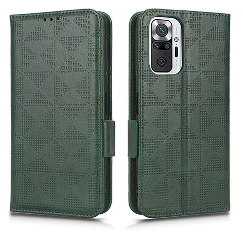 Funda de Cuero Cartera con Soporte Carcasa C02X para Xiaomi Redmi Note 10 Pro 4G Verde