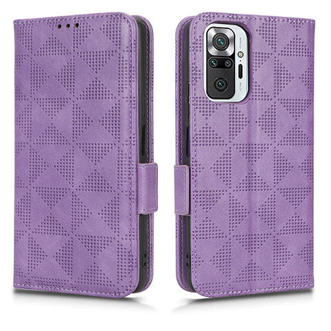 Funda de Cuero Cartera con Soporte Carcasa C02X para Xiaomi Redmi Note 10 Pro Max Morado