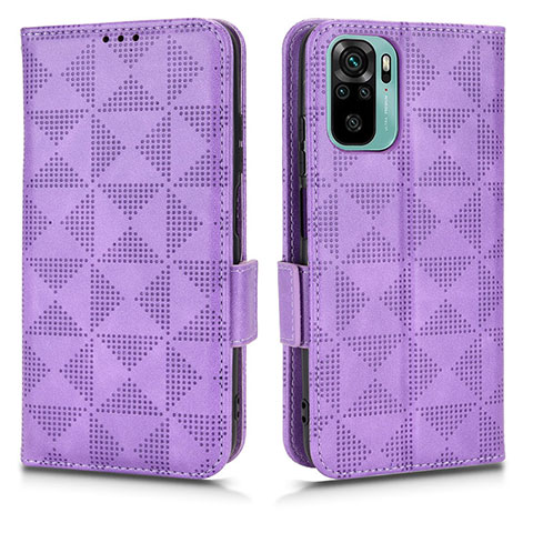 Funda de Cuero Cartera con Soporte Carcasa C02X para Xiaomi Redmi Note 10S 4G Morado