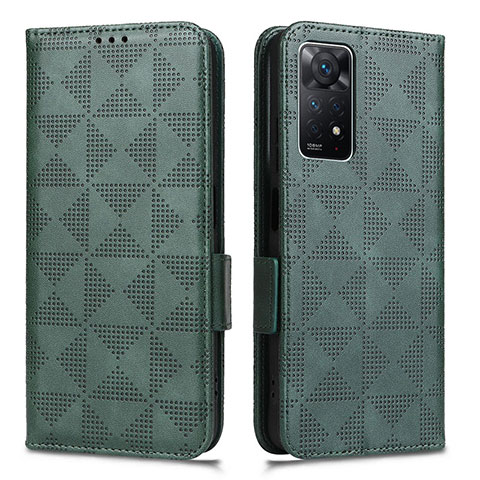 Funda de Cuero Cartera con Soporte Carcasa C02X para Xiaomi Redmi Note 11 Pro 4G Verde