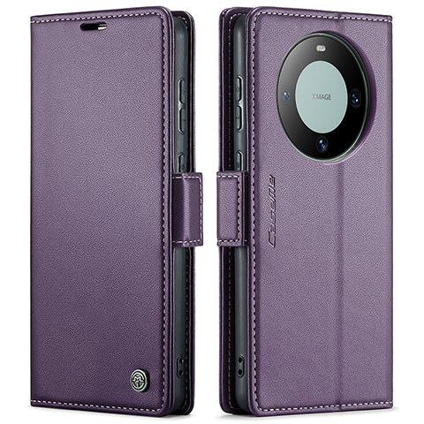 Funda de Cuero Cartera con Soporte Carcasa C03S para Huawei Mate 60 Morado