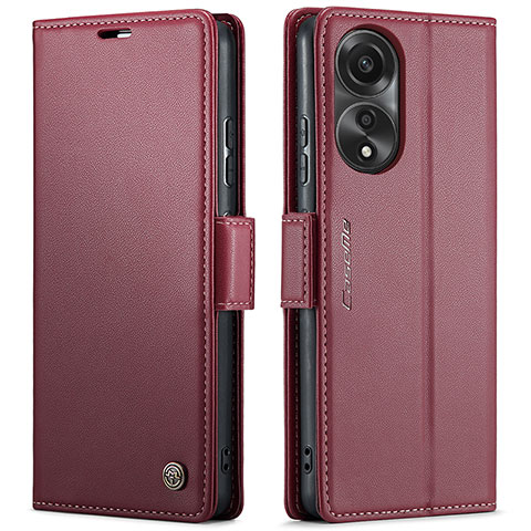 Funda de Cuero Cartera con Soporte Carcasa C03S para Oppo A78 4G Rojo