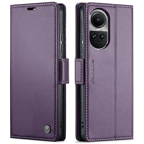 Funda de Cuero Cartera con Soporte Carcasa C03S para Oppo Reno10 5G Morado