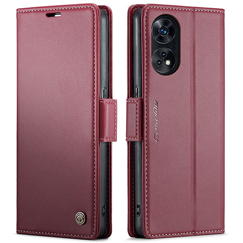 Funda de Cuero Cartera con Soporte Carcasa C03S para Oppo Reno8 T 4G Rojo