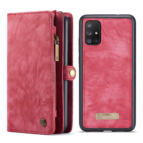 Funda de Cuero Cartera con Soporte Carcasa C03S para Samsung Galaxy A51 4G Rojo