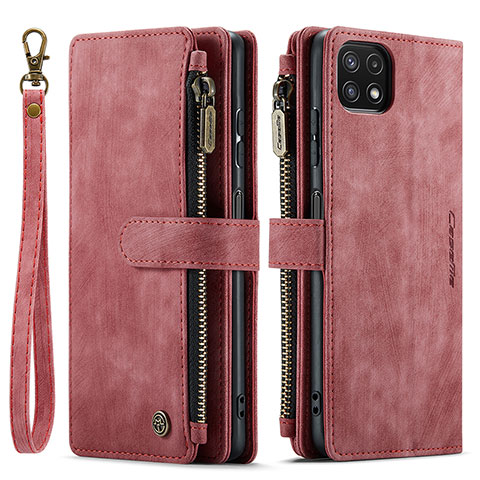 Funda de Cuero Cartera con Soporte Carcasa C03S para Samsung Galaxy F42 5G Rojo