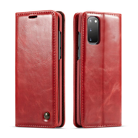 Funda de Cuero Cartera con Soporte Carcasa C03S para Samsung Galaxy S20 Rojo