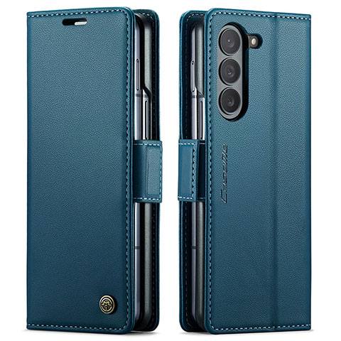 Funda de Cuero Cartera con Soporte Carcasa C03S para Samsung Galaxy Z Fold5 5G Azul