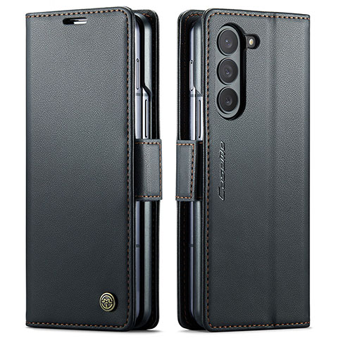 Funda de Cuero Cartera con Soporte Carcasa C03S para Samsung Galaxy Z Fold5 5G Negro